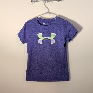 Under Armour Purple Heather Short Sleeve Tee with Neon Logo